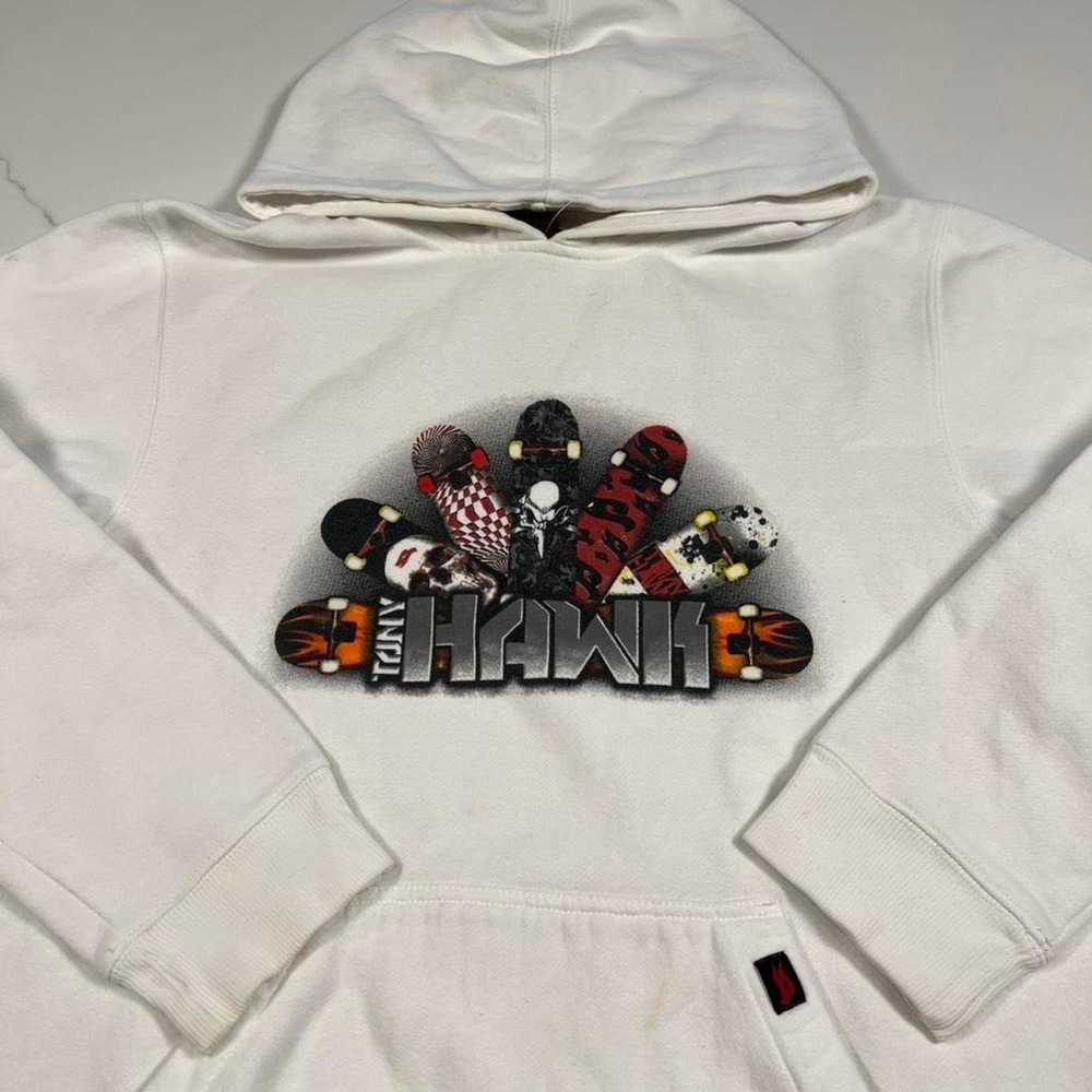 Tony Hawk Skateboard Graphic Hoodie White Long Sleeve Sweatshirt HK04282